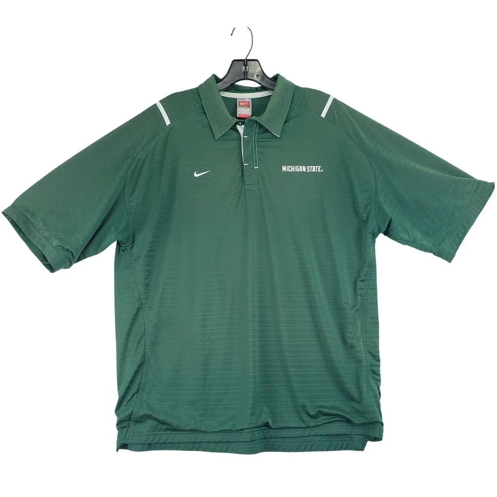 Michigan State Spartans Nike Polo Shirt Mens XL Green NCAA Collegiate NCAA Golf